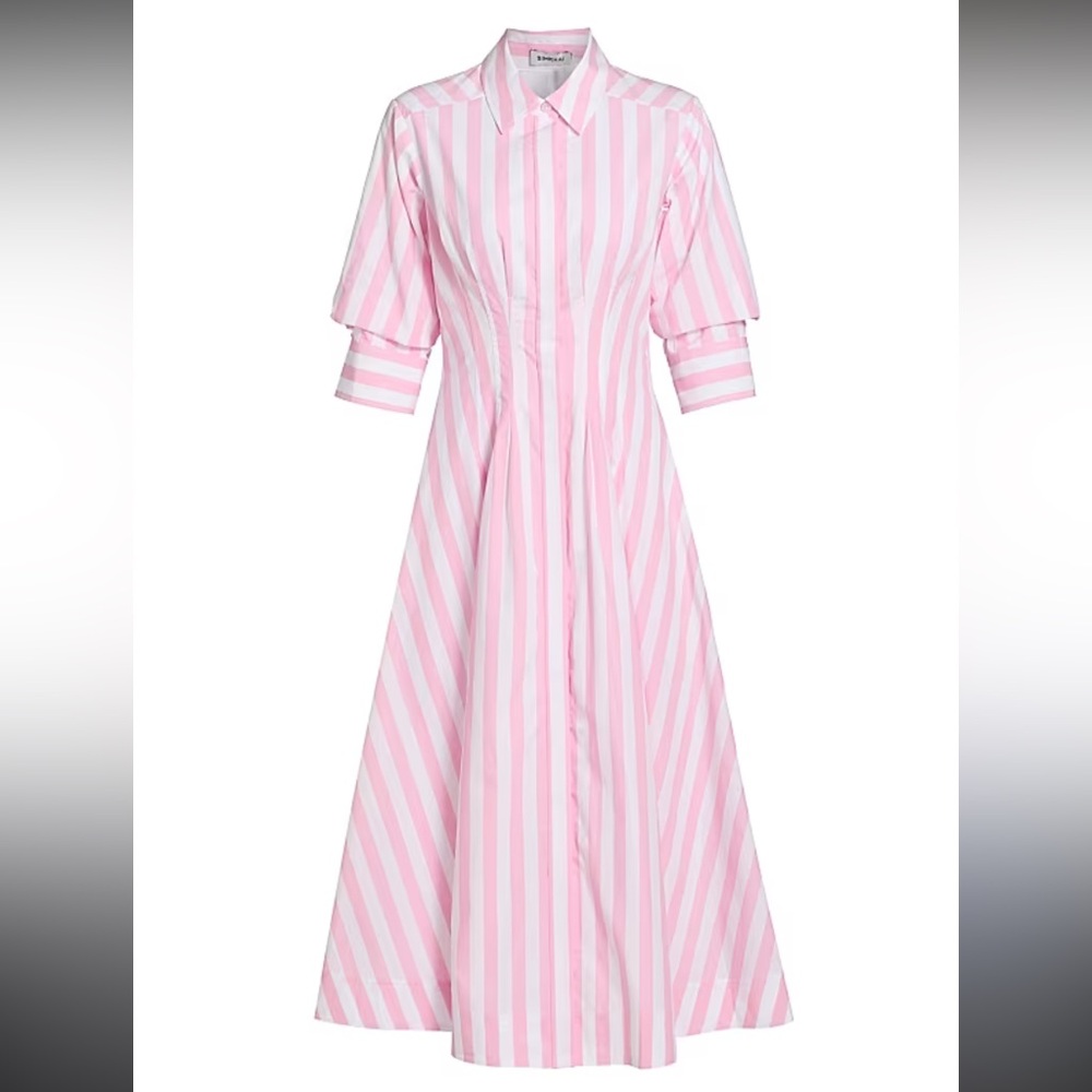 Simkhai jazz striped pintuck shirt dress size large